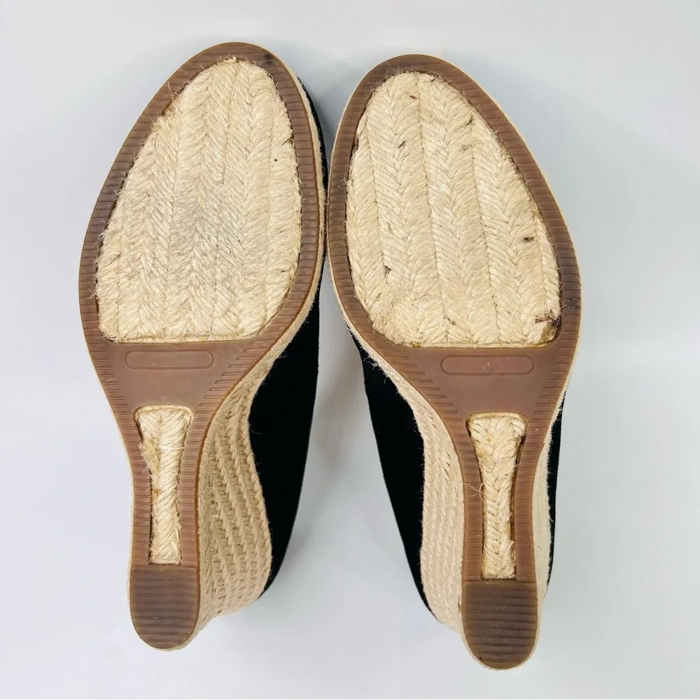 Charles by Charles David Black Faux Suede Espadrille Wedge Pumps